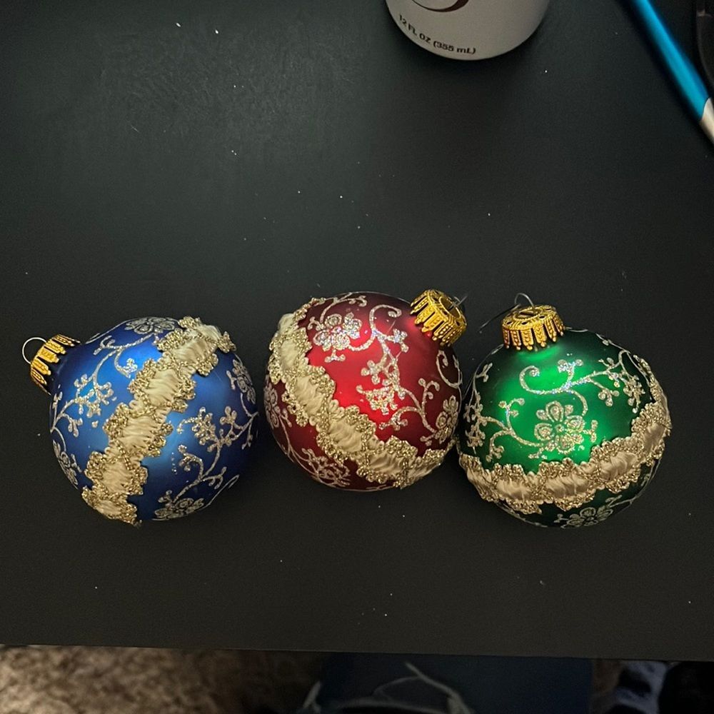 3 plastic Krebs style Ornaments